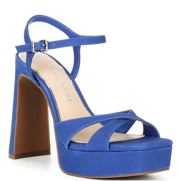 Gianni Bini Dress Sandals 9 Royal Blue Nubuck Suede Halliday Platform New  $130